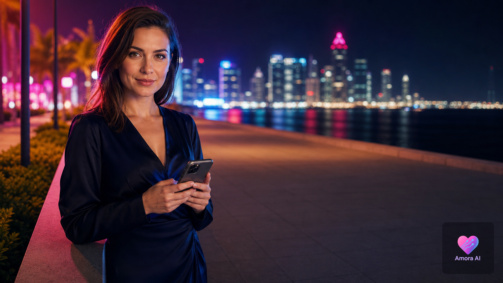 Confident woman in a private-jet cabin comparing limited AI chat access on a laptop and phone.